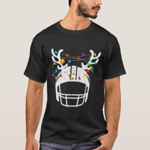 Christmas Lights Football Helmet Funny Xmas T-Shirt