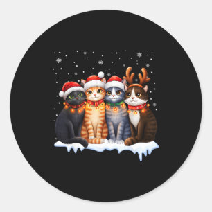 Christmas Lights For Cat Lovers Xmas  Classic Round Sticker