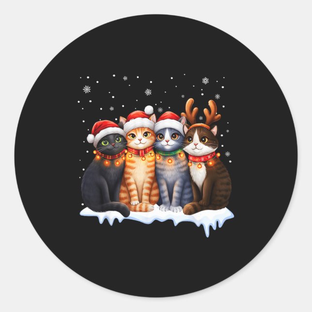 Christmas Lights For Cat Lovers Xmas  Classic Round Sticker (Front)