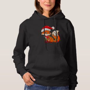 Christmas Lights Fox Wearing Xmas Hat Cute Fox Hoodie