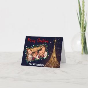 Christmas Lights Frame Christmas Tree Photo Holiday Card