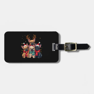 Christmas Lights French Bulldogs Xmas Frenchie Dog Luggage Tag