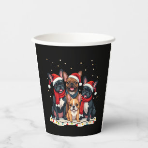 Christmas Lights French Bulldogs Xmas Frenchie Dog Paper Cups