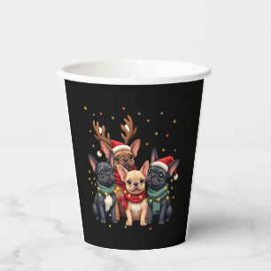 Christmas Lights French Bulldogs Xmas Frenchie Dog Paper Cups
