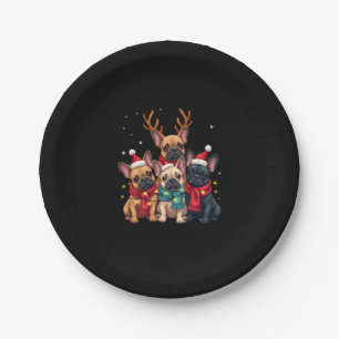 Christmas Lights French Bulldogs Xmas Frenchie Dog Paper Plate
