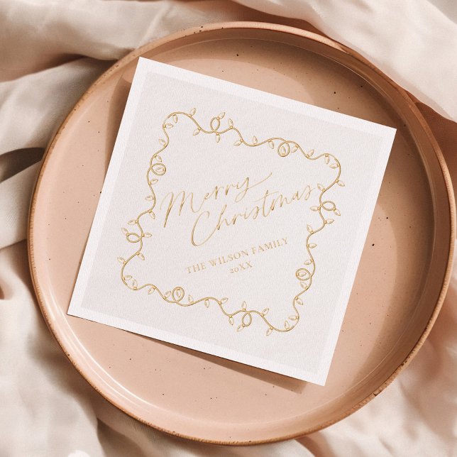 Christmas Lights Fun Personalised Holiday Foil Napkins (Creator Uploaded)