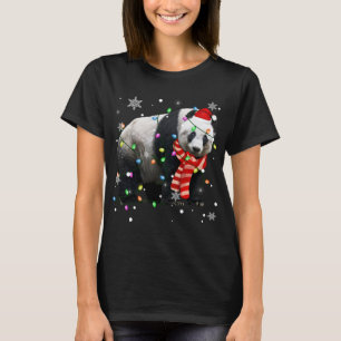 Christmas Lights Funny Xmas Santa Hat Panda Animal T-Shirt