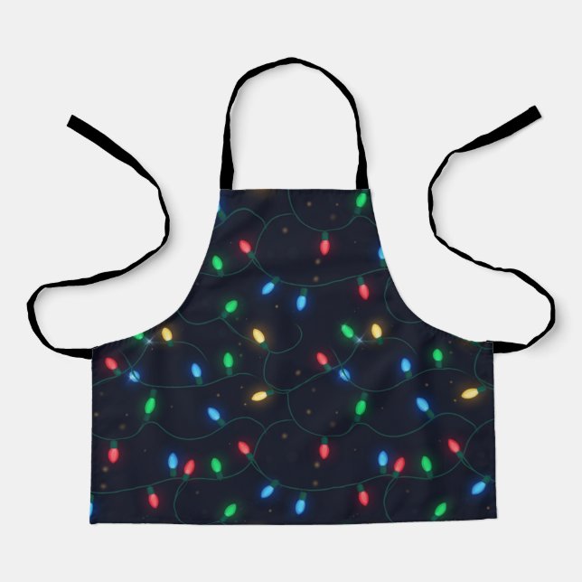 Christmas Lights Garland Seamless Pattern Apron (Front)