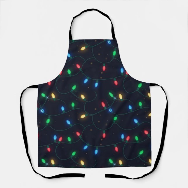 Christmas Lights Garland Seamless Pattern Apron (Front)