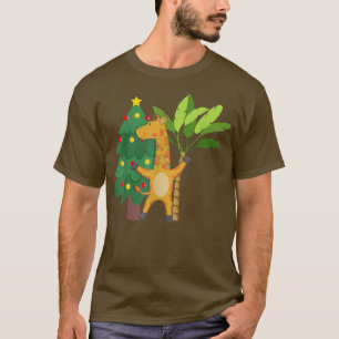 Christmas Lights Giraffe Tropical Summer Christmas T-Shirt