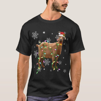 Christmas Lights Goat Lover Funny Santa Hat Xmas F T-Shirt