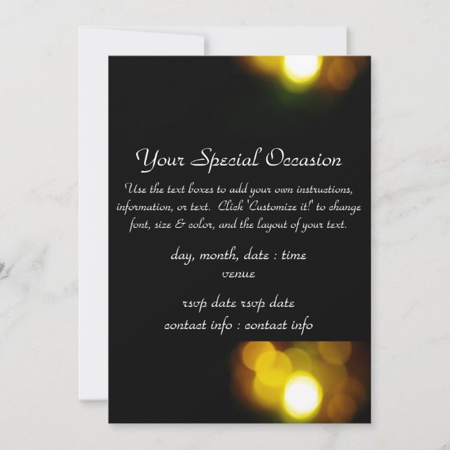 Christmas Lights Gold Invites (Front)