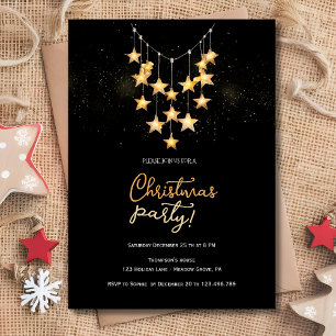 Christmas lights gold stars garland  invitation