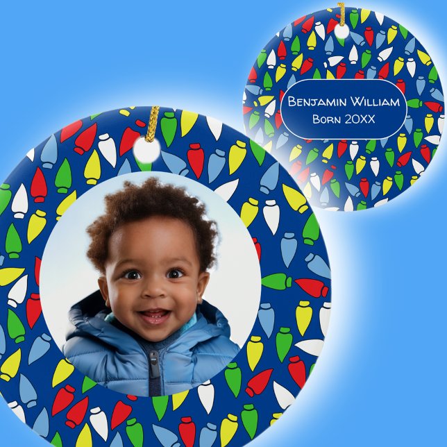 Christmas Lights Grandson blue  Ceramic Tree Decoration (Creator Uploaded)