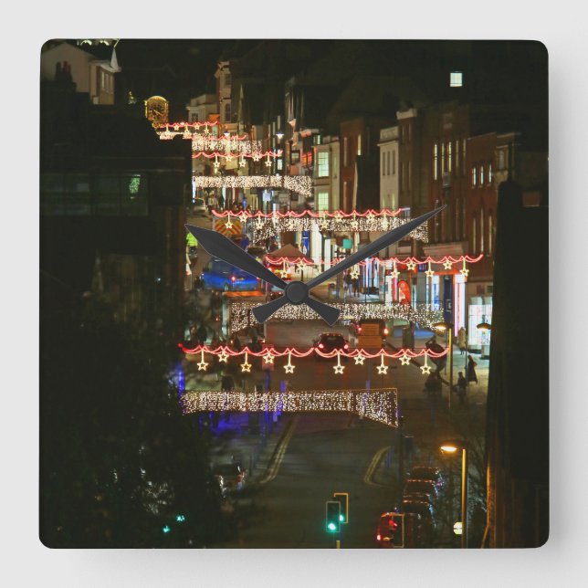 Christmas lights Guildford Square Wall Clock (Front)