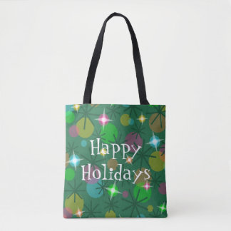Christmas Lights Happy Holidays all over tote bag