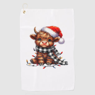 Christmas Lights Highland Cow Baby Christmas Light Golf Towel