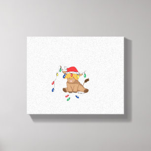 Christmas lights highland cow ugly sweater christm canvas print