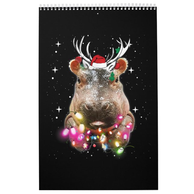 Christmas Lights Hippo Fiona Hippopotamus Lover Calendar (Cover)
