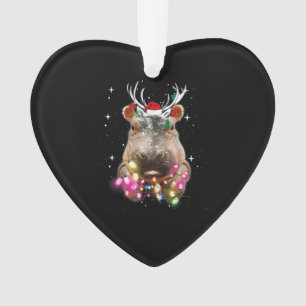 Christmas Lights Hippo Fiona Hippopotamus Lover Ornament