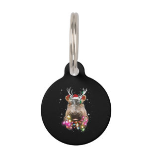 Christmas Lights Hippo Fiona Hippopotamus Lover Pet Tag