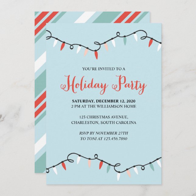 Christmas Lights Holiday Party Invitation (Front/Back)