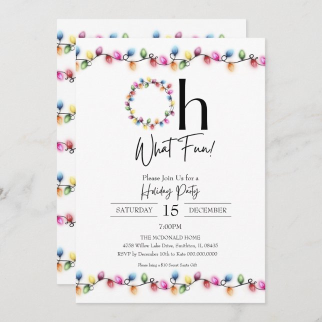 Christmas Lights Holiday Party Invitation (Front/Back)