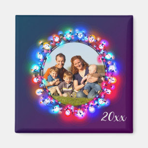 Christmas Lights Holiday Photo Picture Wreath Magnet