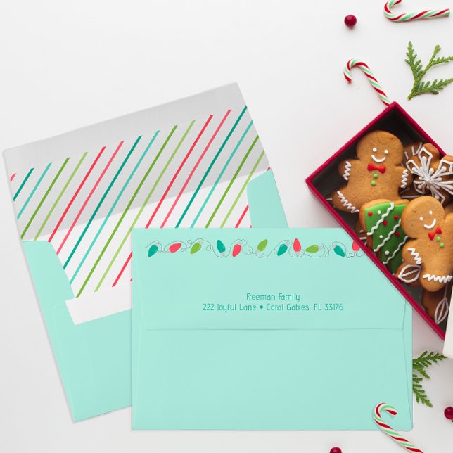 Christmas Lights Holiday Return Envelope (Colorful Holiday Season Envelope)