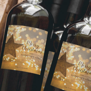 Christmas Lights Holiday Star Wine Label