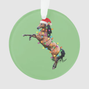 Christmas Lights Horse Santa Funny Xmas Tree Horse Ornament