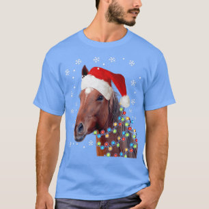 Christmas Lights Horse Santa Funny Xmas Tree Horse T-Shirt
