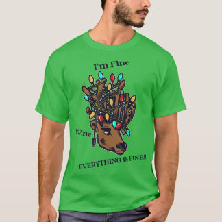 Christmas Lights I'm Fine Everything Is Fine Funny T-Shirt