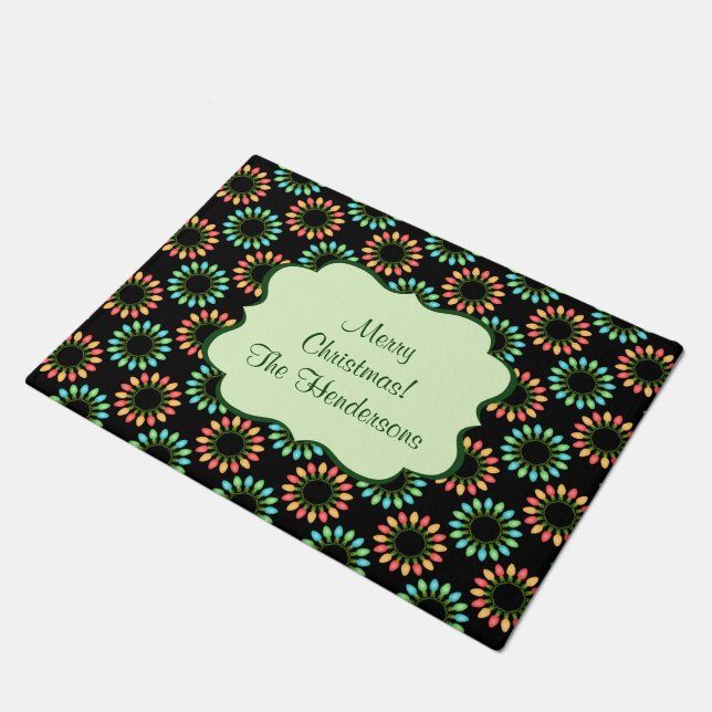 Christmas Lights in Colourful Circles Doormat (Angled)