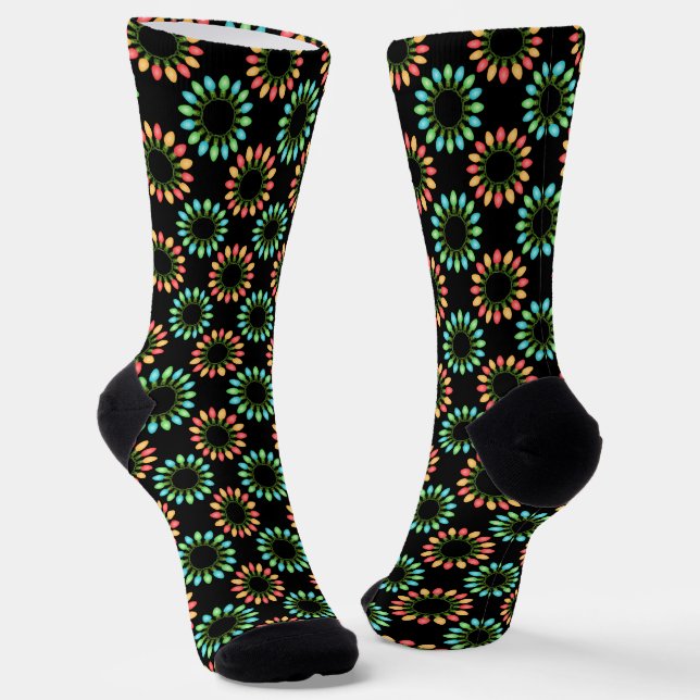 Christmas Lights in Colourful Circles Socks (Angled)