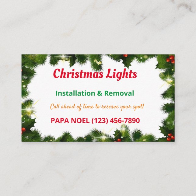 Christmas Lights Installation Business Cards (Front)