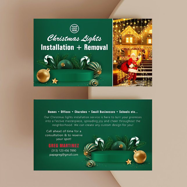 Christmas Lights Installation & Removal  Business Card (Christmas Lights Installation & Removal Business Card)