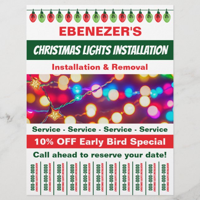 Christmas Lights Installation With Tear Off Strips Flyer (Front)