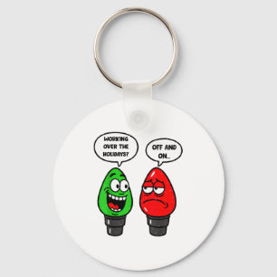 Christmas Lights Joke Light Bulb Working Off On Pu Key Ring
