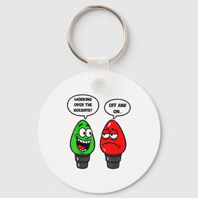 Christmas Lights Joke Light Bulb Working Off On Pu Key Ring (Front)