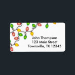 Christmas Lights Label<br><div class="desc">Bright Christmas lights in green,  red and yellow glow across the left corner. A perfect address label for the holidays.</div>