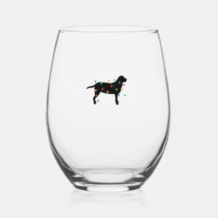 Christmas Lights Labrador Retriever Dog Shirt Stemless Wine Glass
