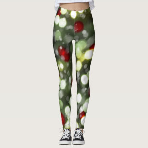 Christmas Lights Leggings with Snow