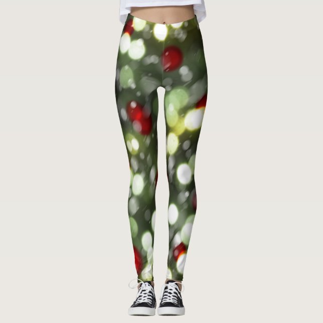 Christmas Lights Leggings with Snow (Front)