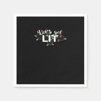 Christmas Lights Let's Get Lit Gift Classic Napkin