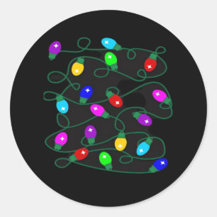Christmas Lights -Let's Get Lit Lights- Merry & Br Classic Round Sticker