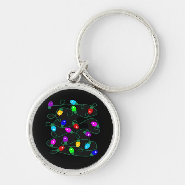 Christmas Lights -Let's Get Lit Lights- Merry & Br Key Ring (Front)