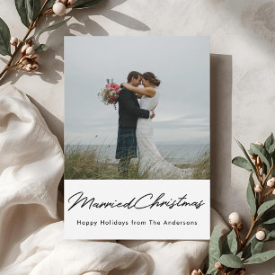 Christmas Lights Married Christmas Newlywed Photo Holiday Card