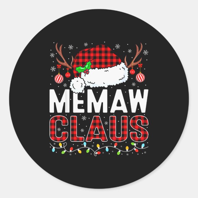 Christmas Lights Memaw Claus Family Matching Xmas  Classic Round Sticker (Front)