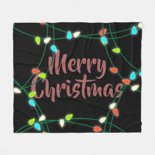 Christmas Lights Merry Christmas Fleece Blanket